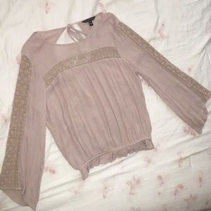AEO L/S Crop Mauve Blouse